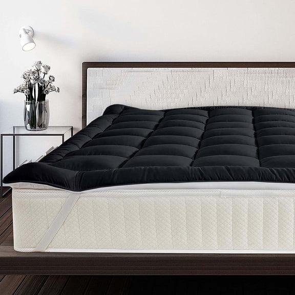 800GSM Mattress Topper Twin Size,Mattress Pad (8-22" Depth) Fits All Sizes,- Microfiber Pad Cover, Mattress Pads, Extra Thick Cooling Twin Size Bed Mattress Topper 39"x75" Inches Black
