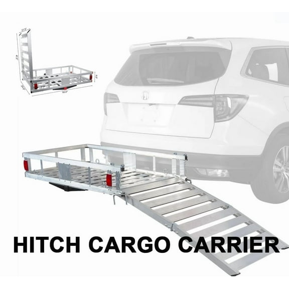 800LB Aluminum Cargo Carrier With High Side Rails- Trailer Hitch Mount For RV, Truck, SUV, Van, 50" x 30",Grey