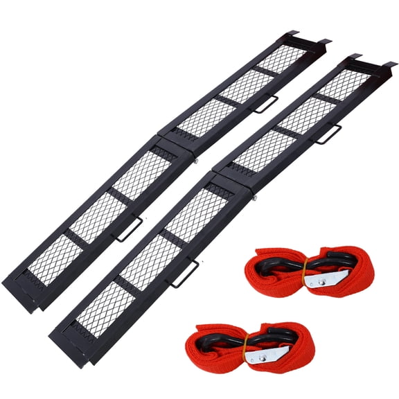 800LBS Capacity Folding ATV Ramp for Pickup Truck, Heavy Duty Steel Loading Ramp 83 inch, Portable Motorcycle Ramp Pair, Black