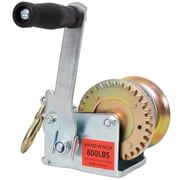 800LBS Hand Winch,with 32.8FT Steel Cable,Galvanized Shell,3.11 Gear Ratio Portable Winch,Two-Way Ratchet,Manual Operated Hand Crank Winch for Trailer, Boat or ATV Towing