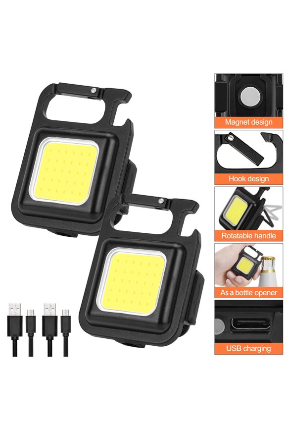 800LM Mini COB LED Flashlight Portable Work Light Rechargeable Pocket Keychains