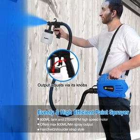 800ML HVLP Paint Sprayer 650W High Power Electric Spray Gun with 3 Spray Patterns Detachable Container Shoulder Strap for Furniture Cabinets Fence Deck Wall Primer Oil Latex Paint Home Renovation DIY