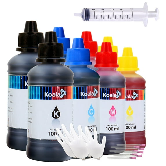 800ML Koala Inkjet Printer Ink Refill Bottles Compatible Epson HP Canon Brother Kodark Printer Cartridges or CISS, Universal Ink Refill Kit