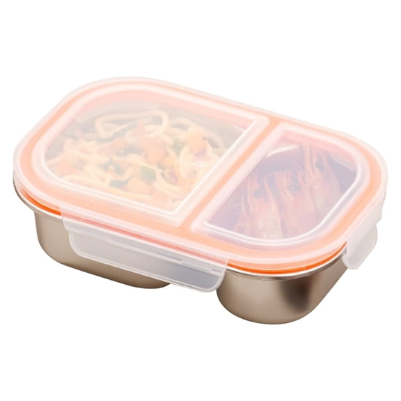 800Ml 304 Stainless Double Grid Crisper, Ngxiha Leak Proof with Lid Portable Sub Grid Portable Box