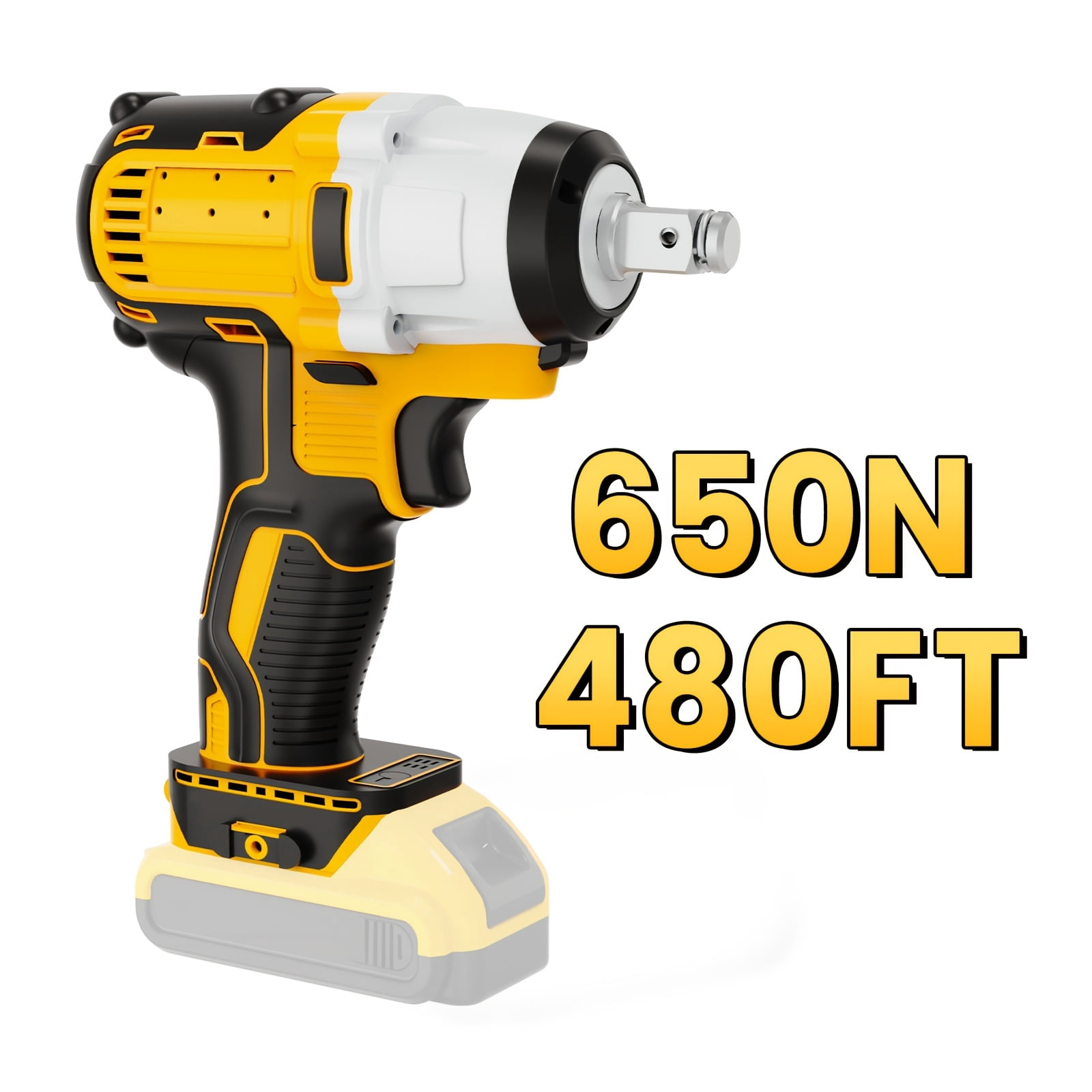 800Nm & 650Nm Brushless Impact Gun, Cordless Impact Wrench Compatible with Dewalt 20V Battery, 1/2" High Torque, 3-Mode Speed, Variable Torque & LED Work Light, Tool Only