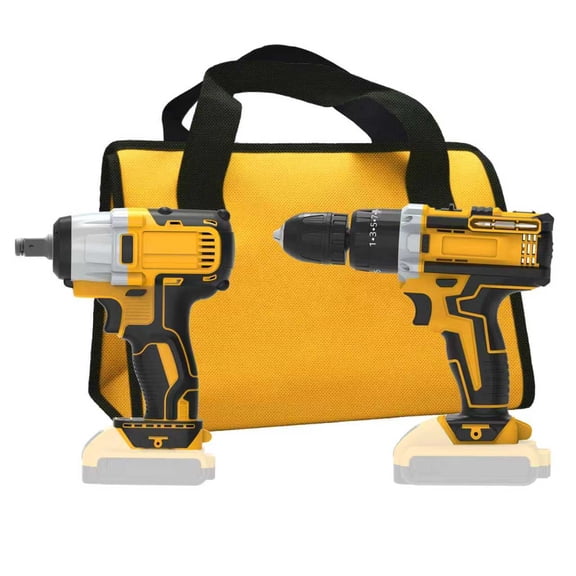 800Nm Brushless Impact Wrench & Hammer Drill Kit, Compatible with Dewalt 20V Battery, 1/2" High Torque, 3-Speed LED Light, for Auto Repair & Home Improvement