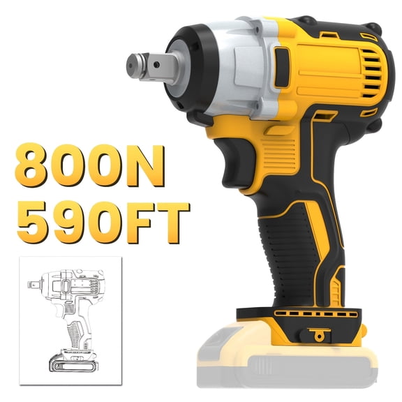 800Nm Brushless Impact Wrench & Hammer Drill Kit, Compatible with Dewalt 20V Battery, 1/2" High Torque, 3-Speed LED Light, for Auto Repair & Home Improvement