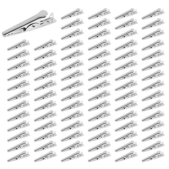 800PCS 1.06IN / 27mm Mini Metal Alligator Clips, Clamps Silver Tone Plated Test Line Spring Clamps.,800 x Alligator Clips,Silver