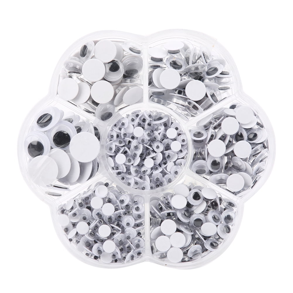 800PCS 4 / 5 / 6 / 7 / 8 / 10 / 12mm Plastic Toy Eyes Black and White