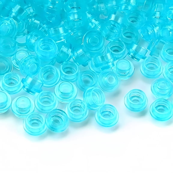 800PCS Transparent Light Blue Round Plates 1X1 Building Blocks Parts and Pieces Bricks Dots Bulk Studs Accessories Kit Compatible with Major Brand