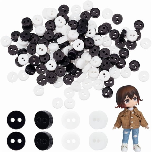800Pcs 2 Colors Multi Colour DIY Handcraft Buttons For Dolls Clothes Flat Round Resin Button Mixed Color 6mm Hole: 1mm for DIY