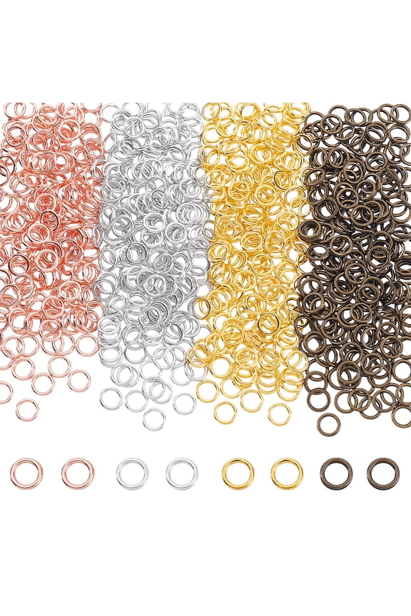 800Pcs 4 Colors Closed Jump Rings 18 Gauge 6mm Diameter Round Metal Ring Small Soldered Charms Connector Loops