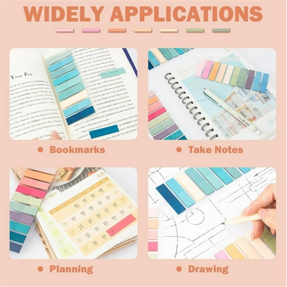 800Pcs Books Tabs for Annotating, Tabs for Notebooks, Sticky Tabs, Morandi Page Markers, Multi-Colored Writeable and Repositionable Book Flags Strip (800Pcs)