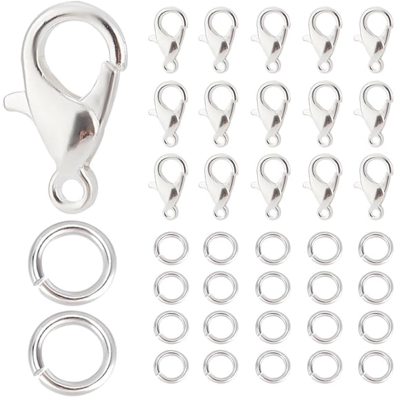 800Pcs Lobster Claw Clasps Bulk Jump Ring Lobster Clasp Kit Alloy Silver Lobsters Hook Fastener Hook Trigger Findings with Jump Rings for Jewelry Making Bracelets Crafts DIY Supplies Silver