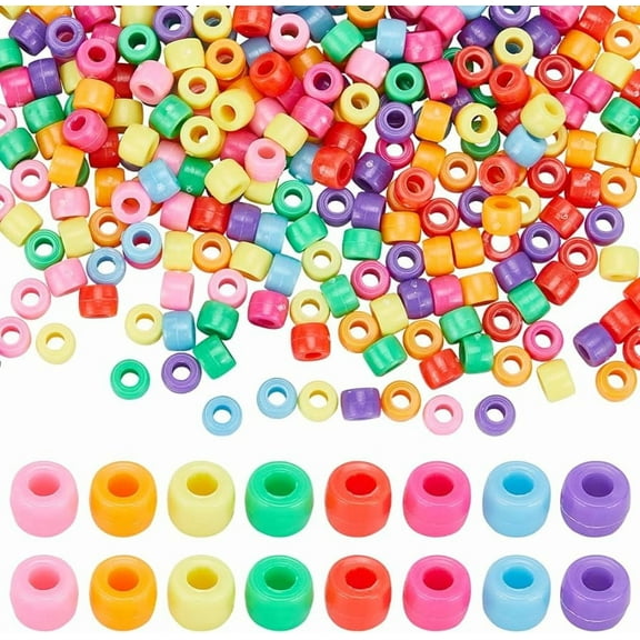 800Pcs Plastic Seed Beads 6mm Seed Beads Bulk Mini Small Pony Beads Opaque Red Green Blue Pink Craft Beads 4x6mm Colored Seed Beads