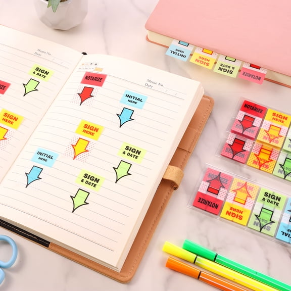 800Pcs Sign Here Stickers Plastic Sign Here Tabs Fast Positioning Arrow Labels Stickers Clear Recording Index Labels for Office