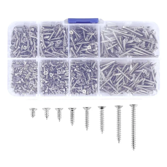800Pcs Stainless Steel Self Tapping Screw Assortment Kit Lock Wood Thread2510