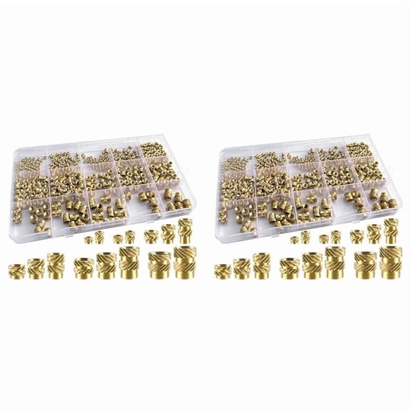 800Pcs Threaded Inserts,M2/M2.5/M3//M5/M6 Thread Knurled Nuts Assortment Kit,Heat Set Insert for Plastic 3D Printing,Gold