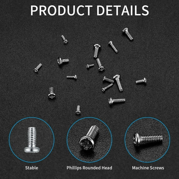 800Pcs Tiny Screws for Electronics,M1 M1.2 M1.4 M1.7 M2 304 Stainless Steel Phillips Flat/countersunk, Micro Small Pan Head Machine Screws Assortment Kit for Eyeglasses, Watches, Clocks, Mobile Phone