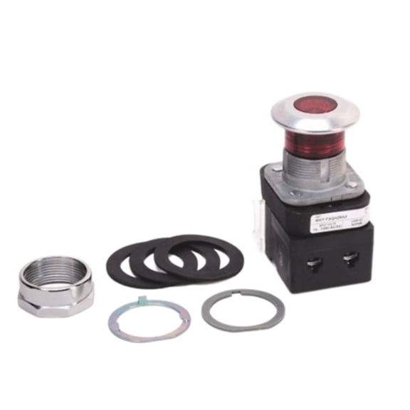 800T-FXQH2RA5 Push-Pull Twist Release, Illuminated, 800T 2 Position, Red, Mushrm Hd, LED, 12-130V AC/DC, 2 NCLB, 30.5mm Type 4/13 2 Pos. PB-Illum.