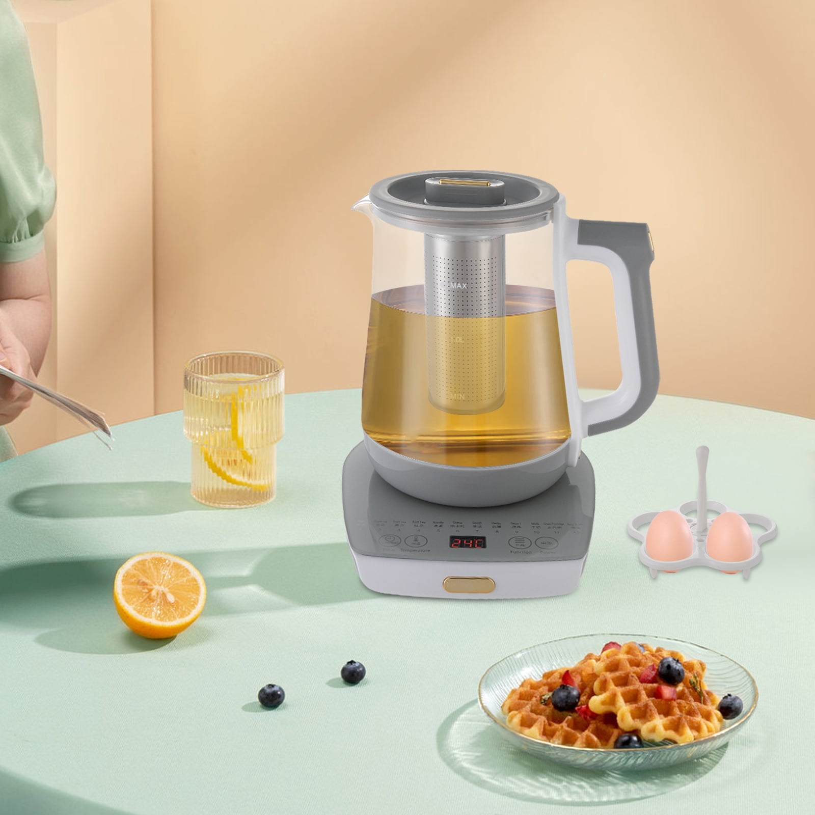 800W 1.8L Electric Kettle Glass Water Boiler Fast Boiling Tea Kettle 40-90°C