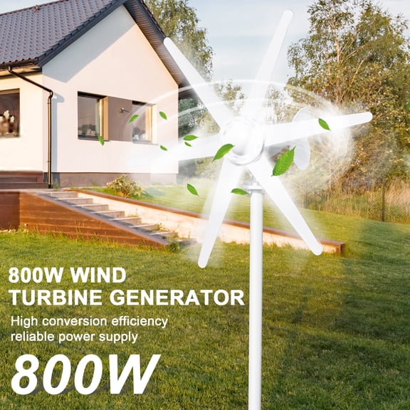 800W 12V/24V Wind Turbine Generator Kit, 6-Blade Wind Turbine with Electromagnetic Controller, High-Efficiency Wind Generator for Home, Farm, RV, Boat