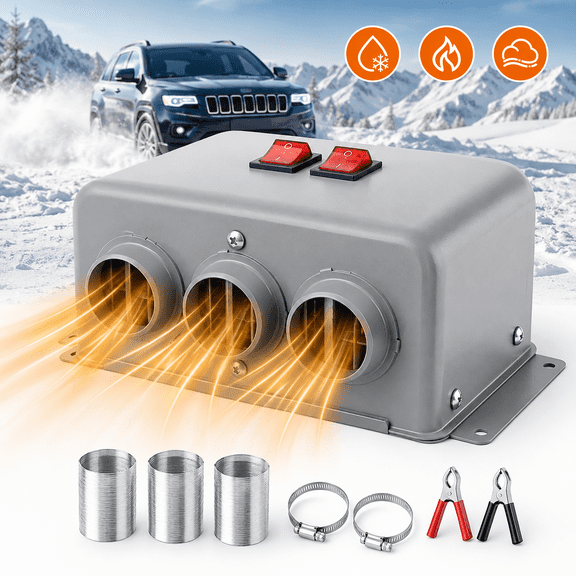 800W 12V Electric Car Heater Defroster Fan Portable Vehicle Heating System with 3 Air Outlets, Fast Defogger Demister, Windshield Defroster for Cars Trucks SUVs Vans Campers