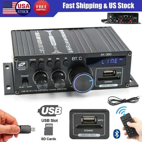 800W 2 Channel bluetooth Mini HIFI Power Amplifier Audio Stereo Amp Home Car FM