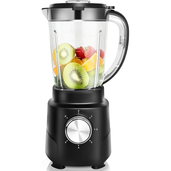 800W 6-Speed Blender, Smoothie Blender for Kitchen with 50oz(1.5L)  Cup/Suction /Feeding Hole/10 , Countertop Blender for Smoothies, Crush Ice, Frozen Fruit, Juice and Puree