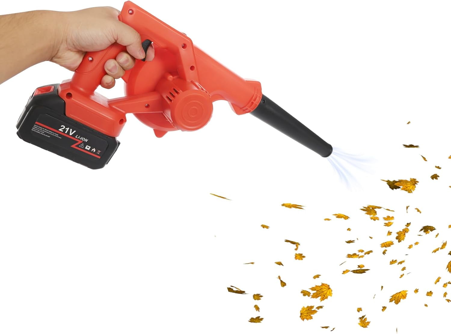800W Battery Powered Cordless Leaf Blower, 6000-8000rpm Suction Blowing Machine, Vacuum Dust Clean Leaf Blower with Dust Collection Bag