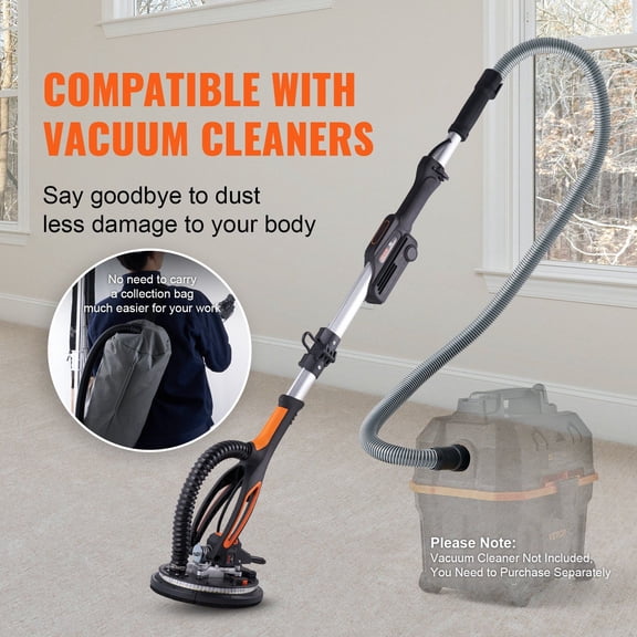 800W Brushless Drywall Sander, 1000-2300 RPM Variable Speed, Lightweight & Efficient