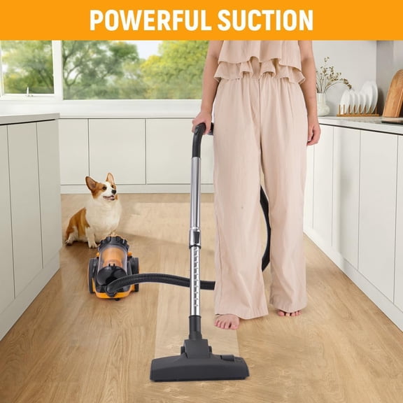 800W Canister Vacuum - Powerful Suction, 2.0L Dust Capacity, Quiet Operation