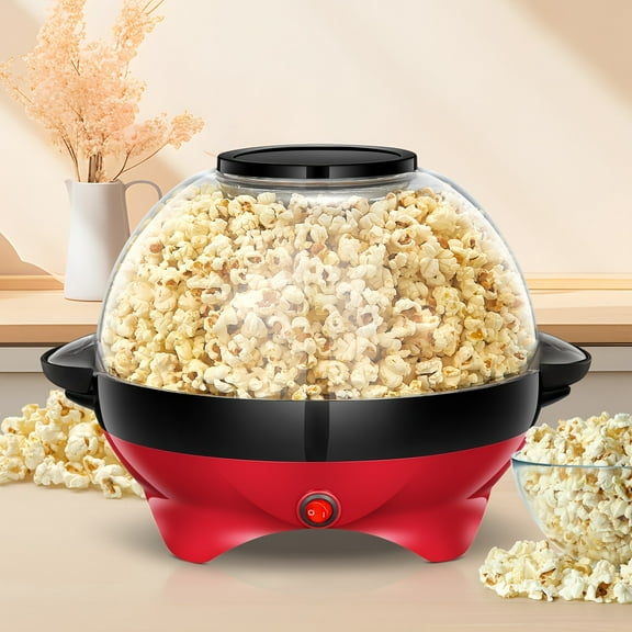 800W Electric Popcorn Machine, 6-Quart Stirring Popcorn Popper with Nonstick Plate, Quick-Heat Tech & Cool Touch Handles, Red/Black/Green Home Snack Maker