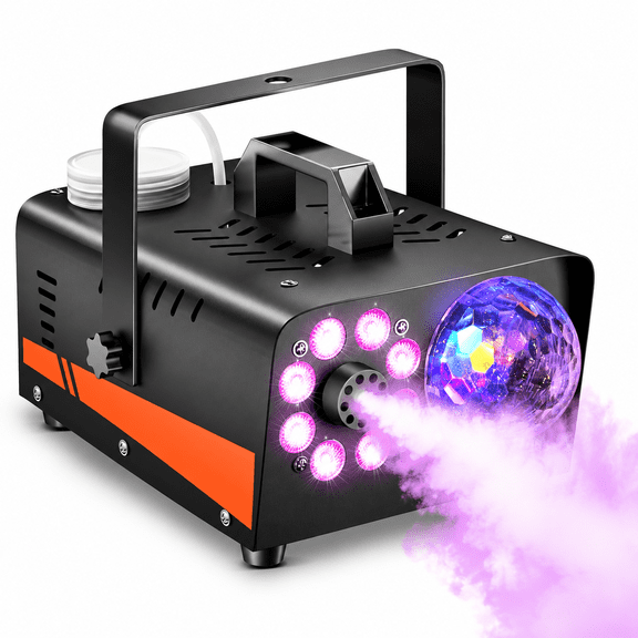 800W Fog Machine with Disco Lights, 4500CFM, 13 RGB Colors, Wireless Remote, Black