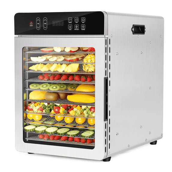 800W Food Dryer With 10 Trays -86~194℉Adjustable Temperature And 24-Hour Timer, Smart Fruit And Vegetable Dehydrator For Making Healthy Snacks, Jerky, And Dried Fruit