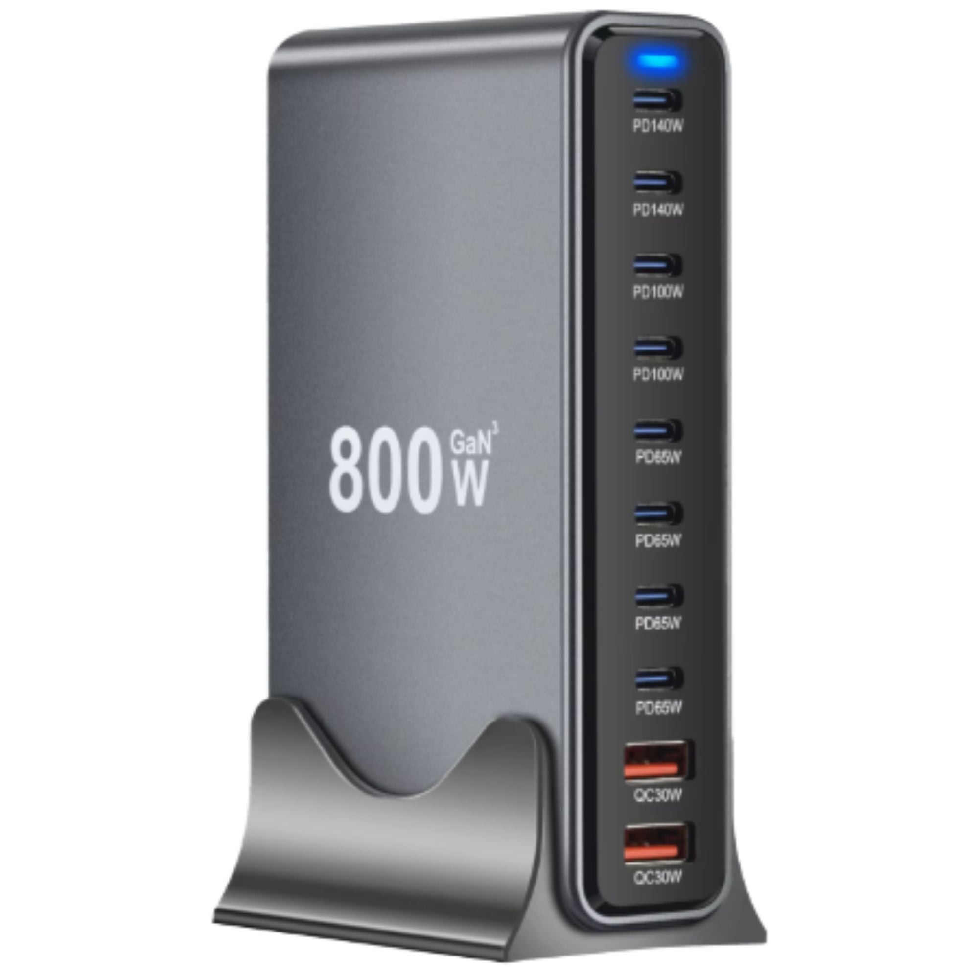 800W GaN³ 10-Port USB Desktop Fast Charger with PD140W Laptop Charging ...