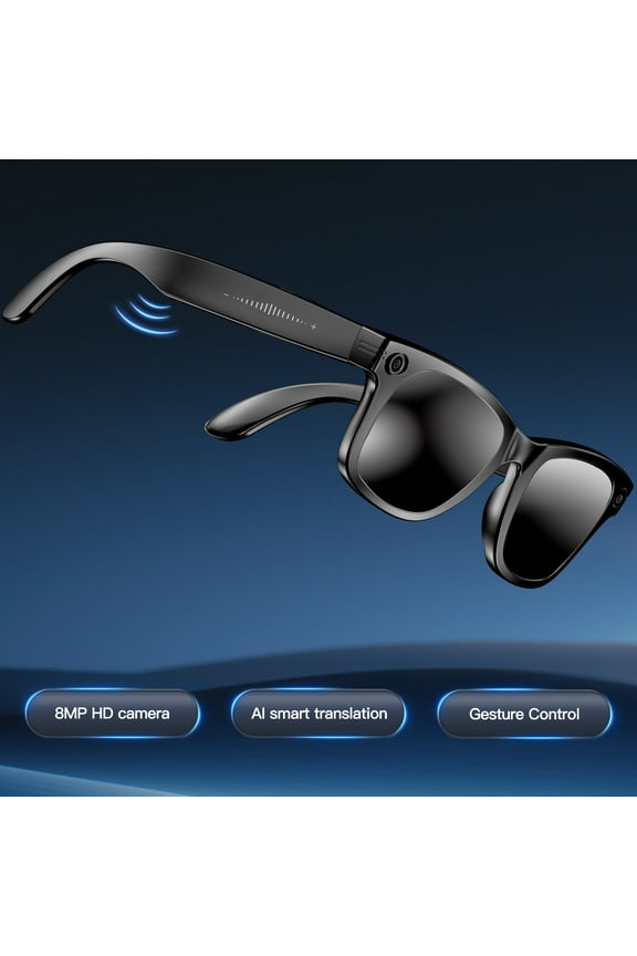 800W HD Anti-shake Photo & Video Camera Smart Glasses, AI Translation, Voice Assistant, AI Image Recognition, Recording, Noise Reduction Bluetooth Calls & Music, 270mAh UV Protection Sunglasses