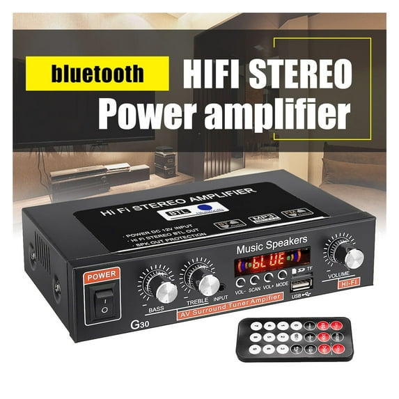 800W HiFi Stereo Audio Car Amplifier Car Audio Bluetooth 2 Channel Digital Powerful Car Amplifier For Subwoofer Audio Processor ,Scalable Fun