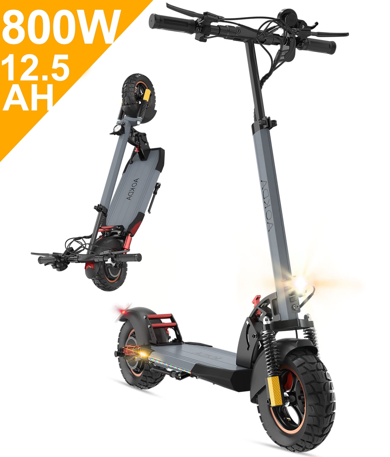 AOKDA 800W Electric Scooter with 25 MPH Speed, 15 Mile Range, 10" Tires