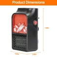 thumbnail image 1 of 800W Plug-In Space Heater,  Wall Outlet Electric Space Heater with Adjustable Thermostat and Timer and Remote Control, Compact for Office Dorm Room, 1 of 10