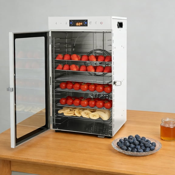 800W Silver 18 Stainless Steel Trays Fruit Vegetable Food Dry Machine Commercial Dehydrator For Pet Shop