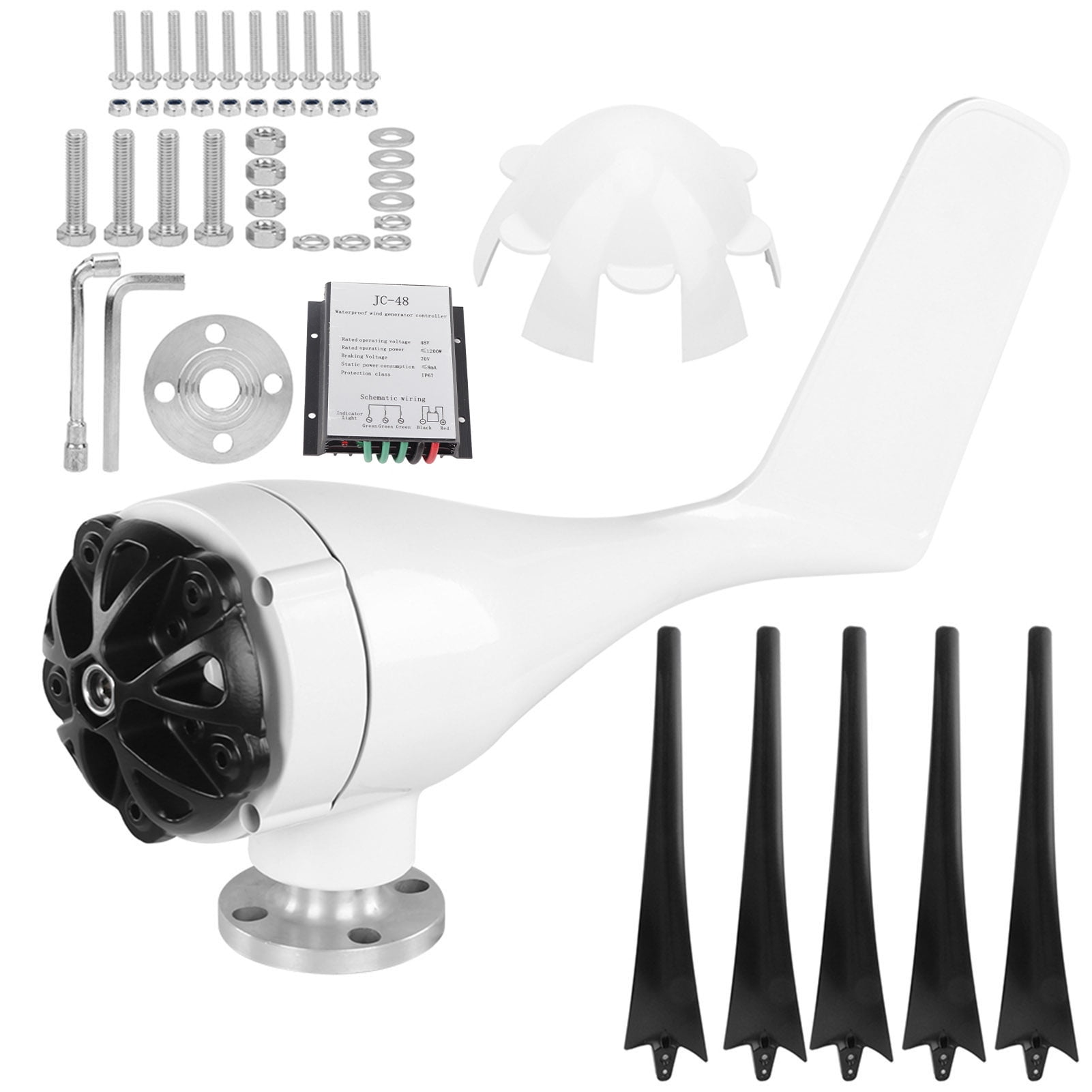 800W Small Wind Generator 5 Blades Power Parts Turbines Kit for Marine