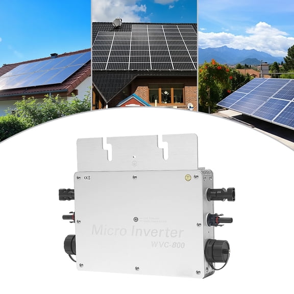 800W Solar Grid Tie Micro Inverter with LCD Display, MPPT DC22-50V PV Input to AC120V/230V Output, Silver Inverter for Residential, Commercial