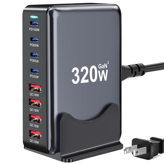 800W USB C Fast Charger Block, 10 Port USB Charging Station, GaN Pro Double 140W PD PPS Port Fast Charging Station,Laptop Wall Charger Compatible with HP,DELL,MacBook Pro,iPhone 16,Galaxy S24