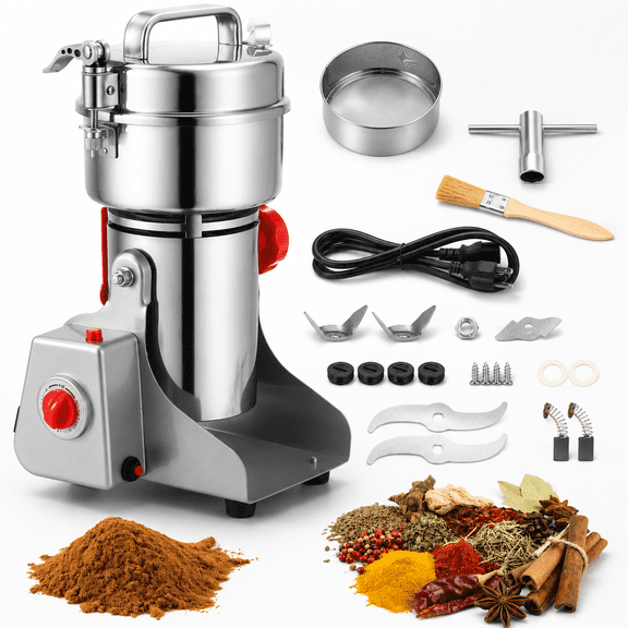 800g Electric Stainless Steel High-speed Spice Grain Mill, 3200W Swing Type Powderer for Grains Coffee Rice Pepper