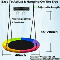 800lb Giant 60" Platform Tree Swing for Kids and Adults with 2 Hanging Straps Playground Fun