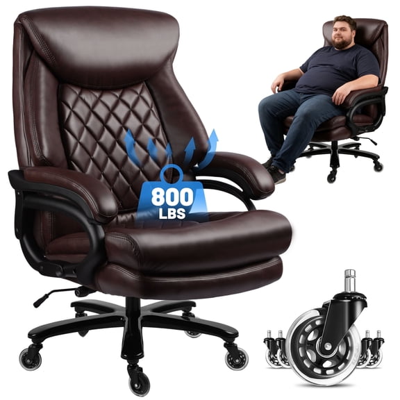 800lbs Big and Tall Office Chair, Executive Chair with Adjustable Lumbar Support, Executive Desk Chairs with Quiet Rubber Wheel and Extra Wide seat