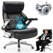 800lbs Executive Chairs with 5D Flip Arms, Heavy Duty Office Chair with Adjustable Lumbar Support, Big and Tall chair with Quiet Rubber Wheel and Extra Wide seat