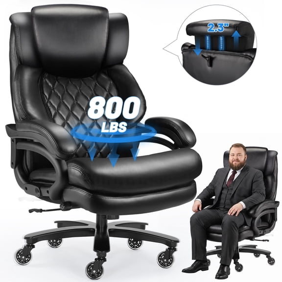 800lbs Executive Office Chair with Adjustable Headrest, High Back Extra Wide Seat, Faux Leather for Home Office, Spacious Computer Desk Chair