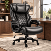 800lbs Executive Office Chairs, Big and Tall Desk Chair with Adjustable Lumbar Support, Leather Computer Chair with Quiet Rubber Wheel and Extra Wide seat